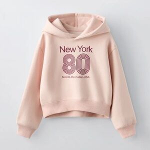 New ZARA NWOT Cropped Slogan Sweatshirt